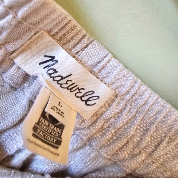 Madewell linen blend off-white wide leg straight pull on high rise casual pants - Picture 5 of 10